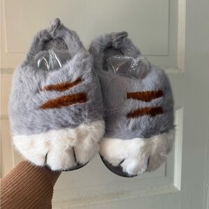 Cozy Gray and White Kids Slippers